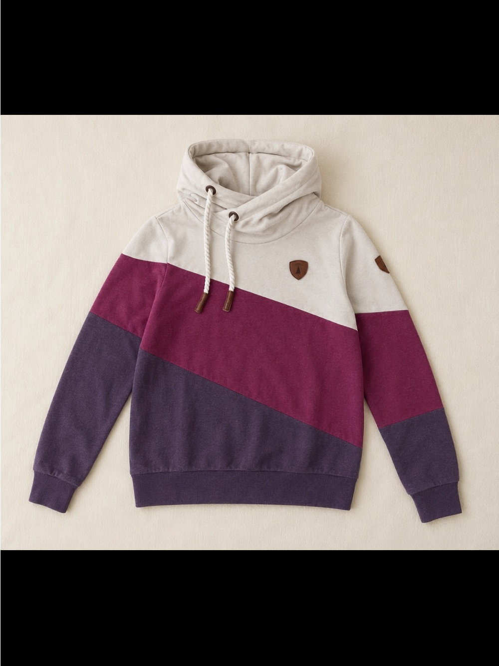 Wanakome Colorblock Hoodie Cowl Neck Pullover Sweatshirt Woman Medium Gorpcore